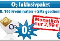 O2 Inklusivpaket 100 freiminuten und SMS in alle netze