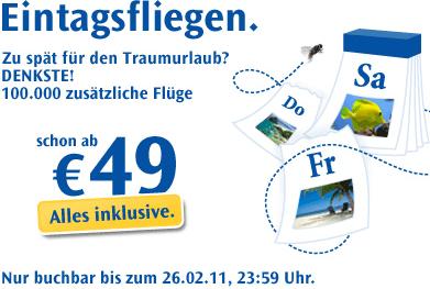 Condor Eintagsfliegen Flüge ab 49 Euro