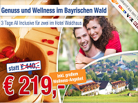 ab-in-den-Urlaub.de: 3 Tage All Inclusive Urlaub zu zweit im Bayrischen Wald für 219€ statt 440€- 10.04.