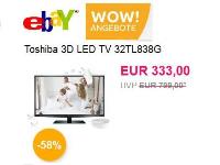 ebay WOW: 3D LED TV von Toshiba für 333€ – bis 19.04.