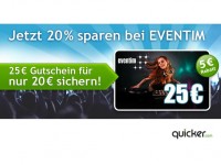 Quicker.com: Gutschein für 20€ statt 25€ für Tickets, Eintrittskarten und Co. von Eventim.de – bis 21.05.