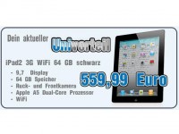 Univorteil der Woche ab 14.05.: Apple iPad 2 64GB WiFi + 3G für 559,99€ zzgl. Versand