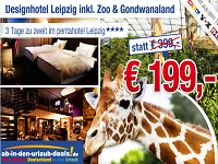 3 Tage zu zweit im pentahotel Leipzig inkl. Zoo und Godwanaland für 199€ statt 399€ – bis 09.05.
