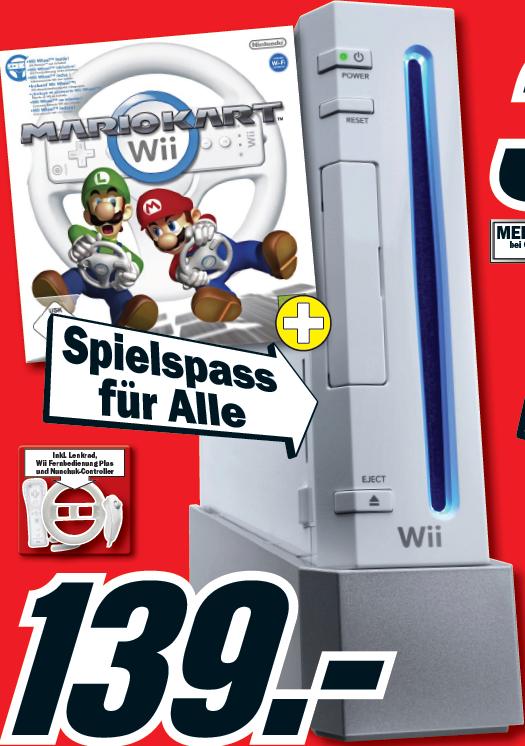 Media Markt vs. Amazon weiße Wii + Mario Kart + Zubehör nur 139