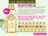 The Body Shop: 50% auf Beautyfying Oils beim Kauf einer Body Butter