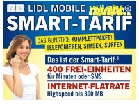 Lidl.de: LIDL MOBILE Smart Tarif mit 400 Einheiten und 300 MB Datenflat für 9,95 im Monat