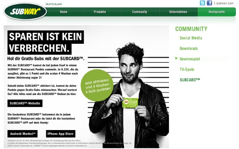 Die SUBCARD von Subway