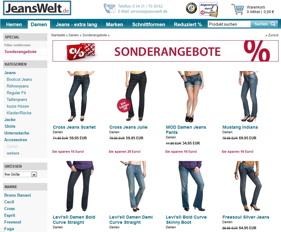 Sonderangebote Jeanswelt HP