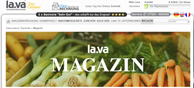 Lava Gutschein Magazin