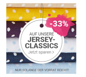 stoffe.de Aktion: 33 Prozent Rabatt auf Jerseystoffe Jersey-Classics