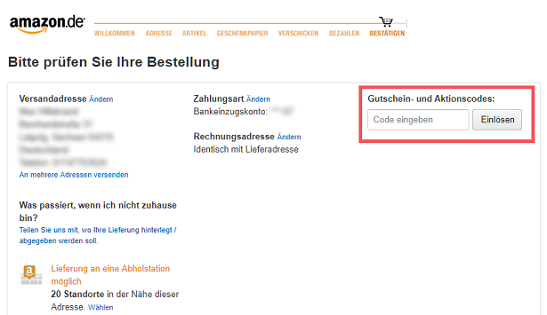 Amazon Gutschein einloesen