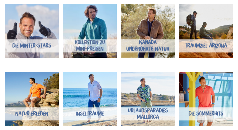 Atlas for Men Gutschein, die Kollektionen sind benannt nach Orten der Welt