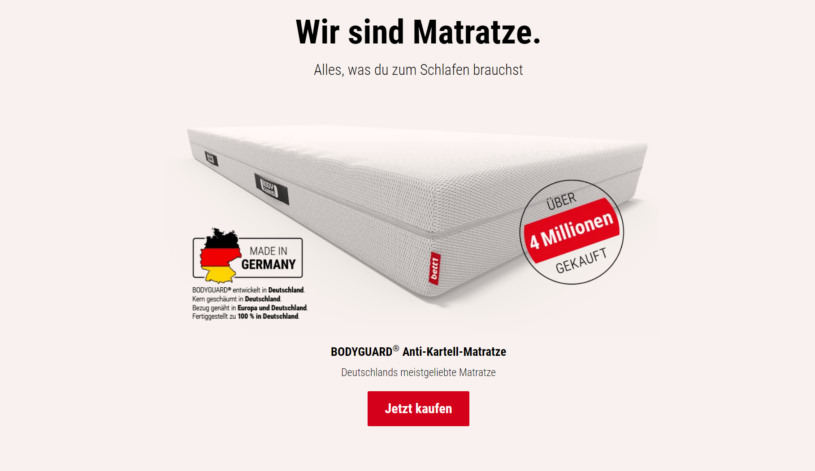 Bett1 Matratze 4 Million mal verkauft