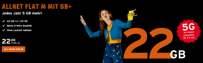 Congstar Angebote Allnet Flat Tarif für 22 Euro im Monat