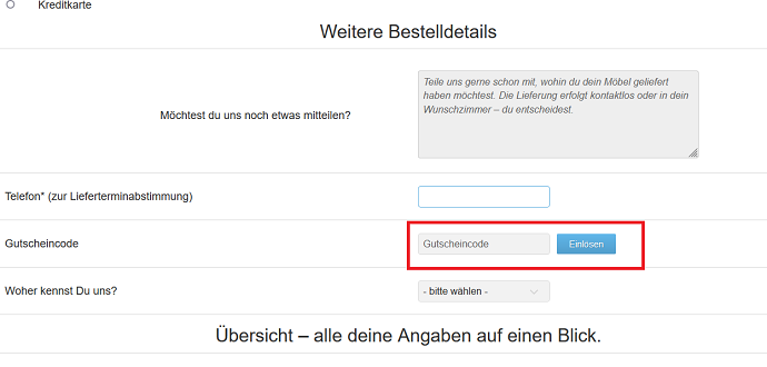 deinSchrank Rabattcode einlösen