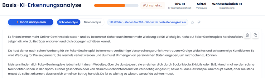 TruthScan KI-Erkennungsanalyse