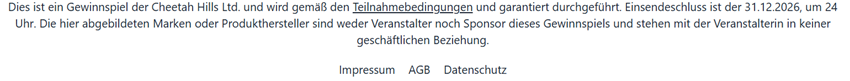 Teilnahmebedingungen für ein fake Gewinnspiel