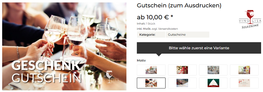 Erstelle einen Vinolisa Geschenkgutschein