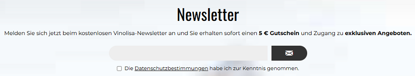 Mit dem Newsletter einen Vinolisa Gutscheincode erhalten