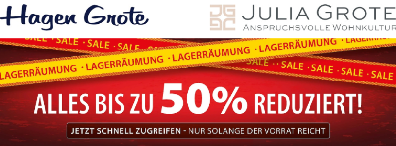 Bis zu 50% Rabatt bei der großen Hagen Grote Lagerräumung