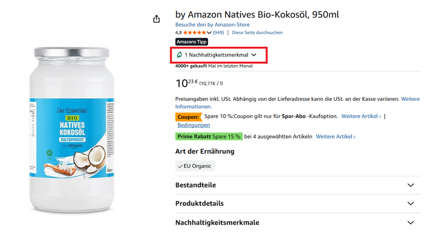 Amazon Nachhaltigkeit Zertifikat