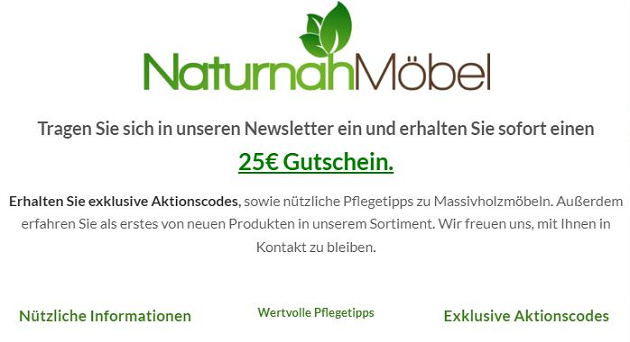 Naturnah Möbel 25 Euro Rabattcode