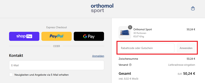 Orthomol Sport Gutschein