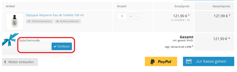Perfumetrader Gutschein anwenden