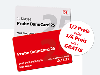 DB BahnCard Gewinnspiel: Probe BahnCard 25 mindestens 50% günstiger