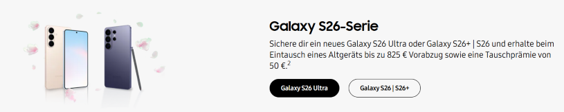 Samsung Galaxy S26 in den Samsung Fr&uuml;hlingsdeals