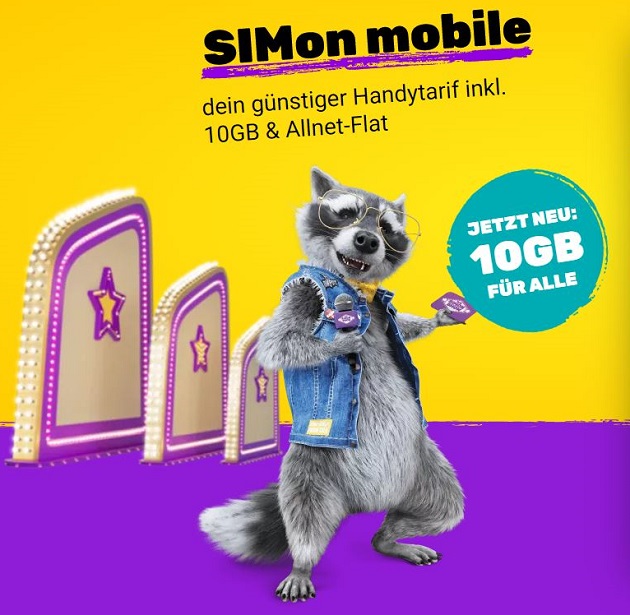 SIMon mobile flex Tarif 10GB Datenvolumen