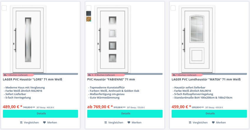 Das vielfältige Sortiment von Kunststofftürenland