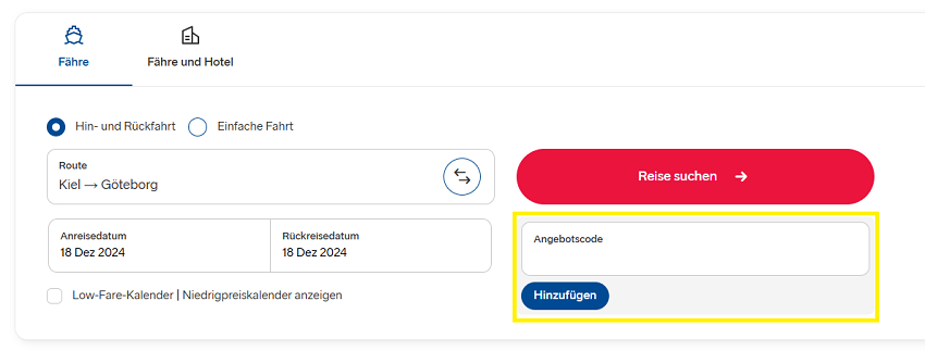 Stena Line Gutscheincode einlösen